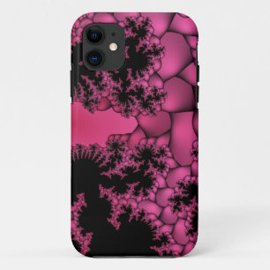 pink and black bubble fractal iphone case