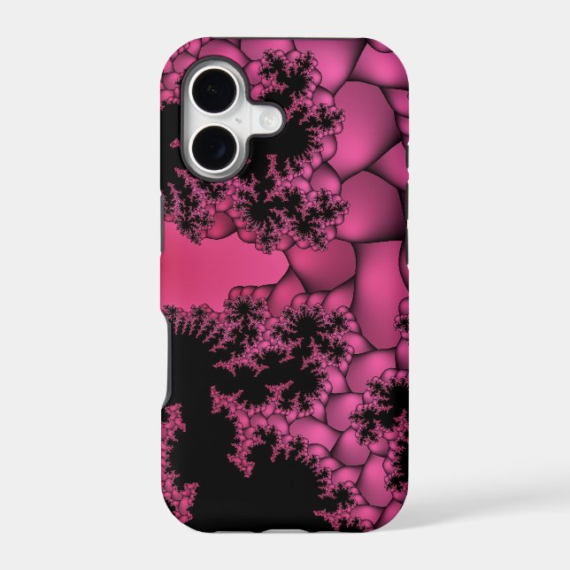 pink and black bubble fractal iphone case (Back)