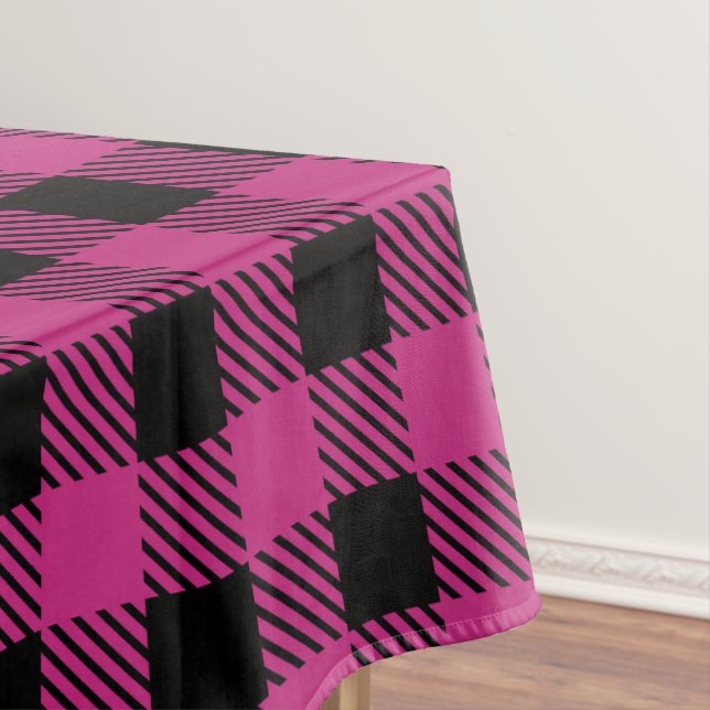 Pink and black Buffalo Plaid pattern Tablecloth (In Situ)