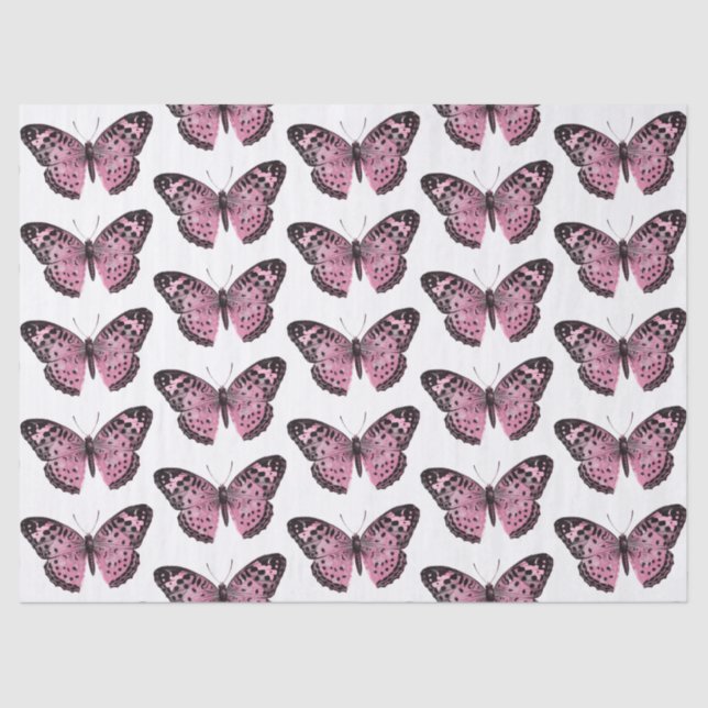 Pink and Black Butterfly Decoupage Tissue Paper (Front)