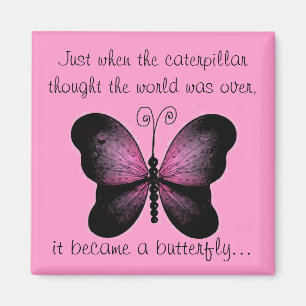 Pink and Black Butterfly Magnet