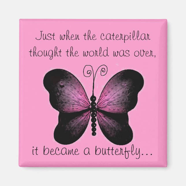 Pink and Black Butterfly Magnet (Front)