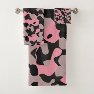 Pink and Black Camo Bath Towel Set