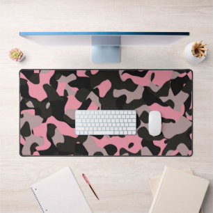 Pink and Black Camo   Desk Mat