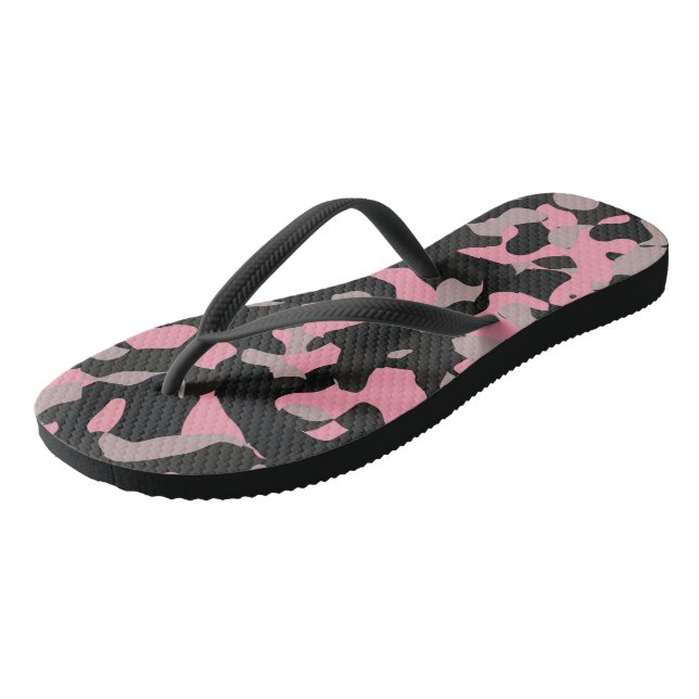 Pink and Black Camo   Flip Flops (Angled)