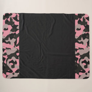 Pink and Black Camo    Sherpa Blanket
