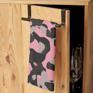 Pink and Black Camo    Tea Towel