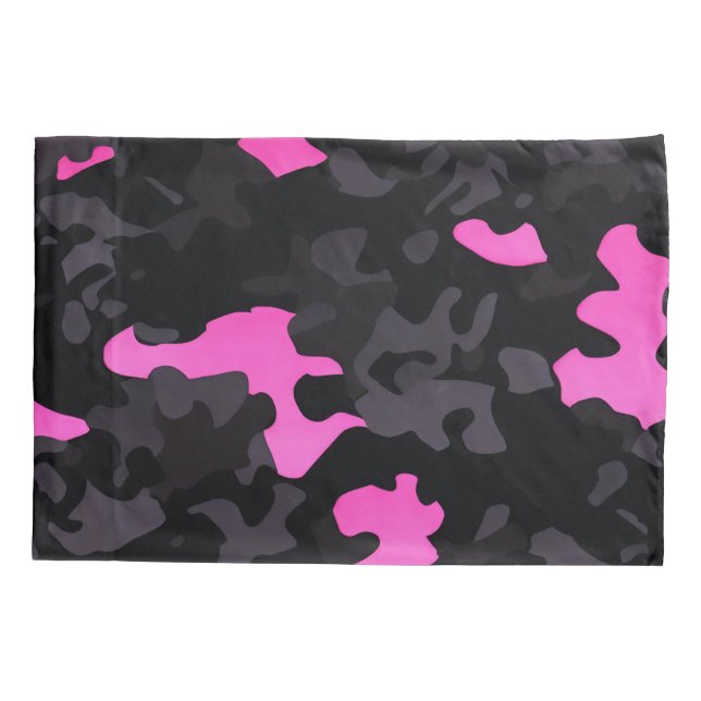 Pink and Black Camouflage Pillowcase (Back)