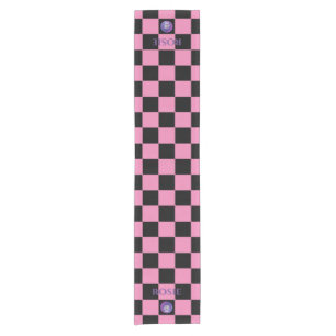 Pink and Black Checker Pattern Table Runner