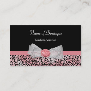 Pink and Black Cheetah Print Boutique Cute Bow Business Card