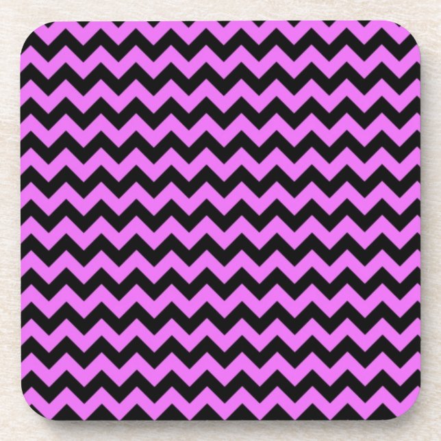 Pink and Black Chevron Coaster (Front)