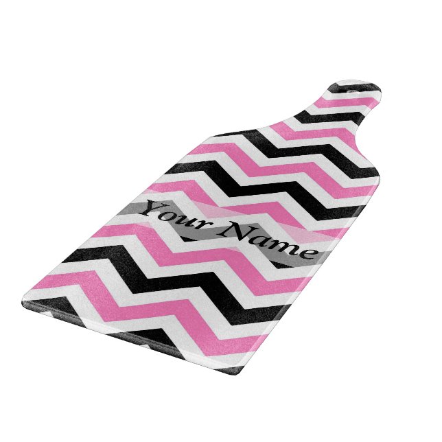 Pink and black chevron pattern cutting board (Corner)