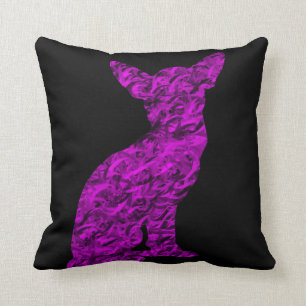 Pink and Black Chihuahua Silhouette Cushion