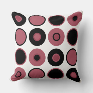Pink and Black Circles Cushion