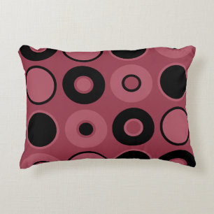 Pink and Black Circles Decorative Cushion