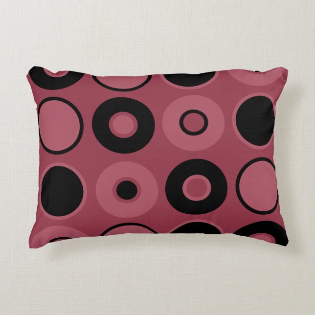 Pink and Black Circles  Decorative Cushion (Front)