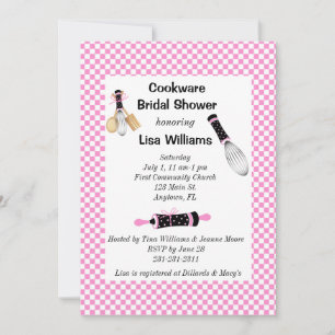 Pink and Black Cookware Bridal Shower Invitation