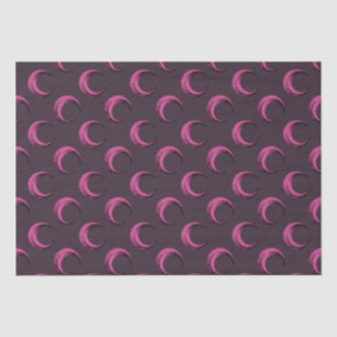 Pink and Black Crescent Moons Pattern Halloween Tissue Paper