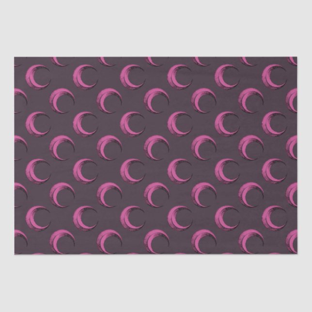 Pink and Black Crescent Moons Pattern Halloween Tissue Paper (Front)