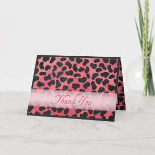 Pink and Black Dalmatian Pattern Thank You Card