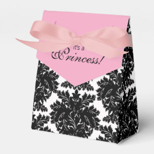 Pink and Black Damask Baby Shower Favour Box