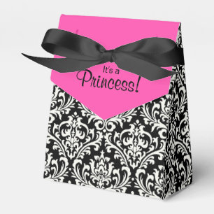 Pink and Black Damask Baby Shower Favour Box