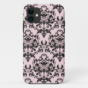 Pink and Black Damask iPhone 11 Case