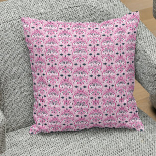 Pink and Black Damask Cushion