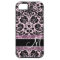 Pink and Black Damask Pattern with Monogram