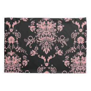 Pink and Black Damask Pillowcase
