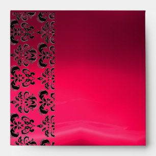 PINK AND BLACK DAMASK RED RUBY fuchsia Envelopes
