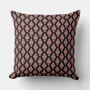 Pink and Black Damask Sofa Cushion