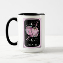 Pink and Black Death Tarot Card Witchy Celestial
