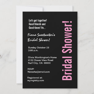 Pink and Black Design Bridal Shower Invitation
