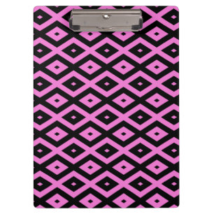Pink and black diamond pattern clipboard