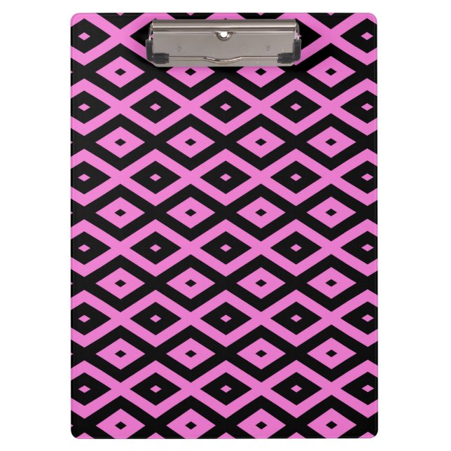Pink and black diamond pattern clipboard (Front)