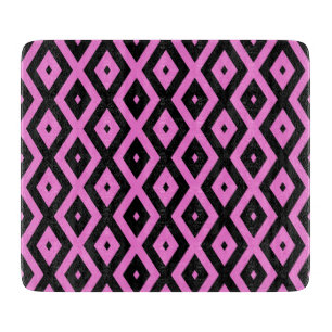Pink and black diamond pattern cutting board
