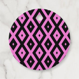 Pink and black diamond pattern favour tags