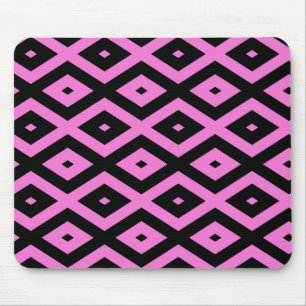 Pink and black diamond pattern mouse mat