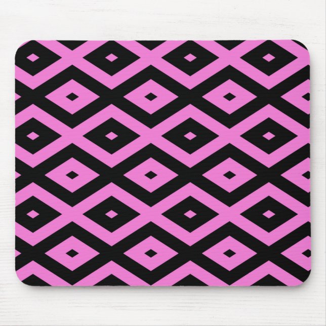 Pink and black diamond pattern mouse mat (Front)