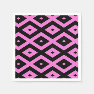 Pink and black diamond pattern napkin