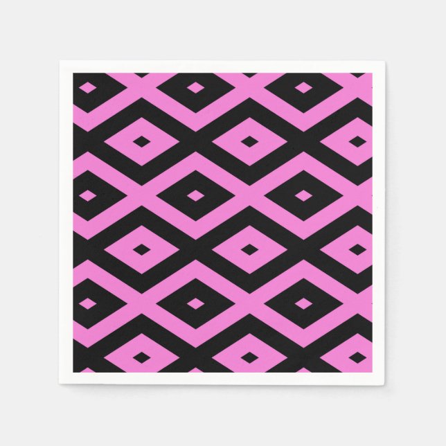 Pink and black diamond pattern napkin (Front)