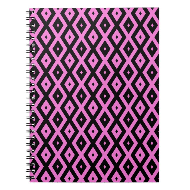 Pink and black diamond pattern notebook (Front)