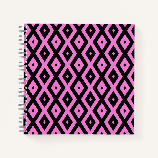 Pink and black diamond pattern notebook (Front)