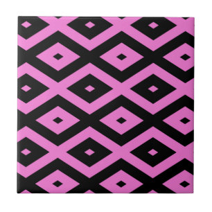 Pink and black diamond pattern tile