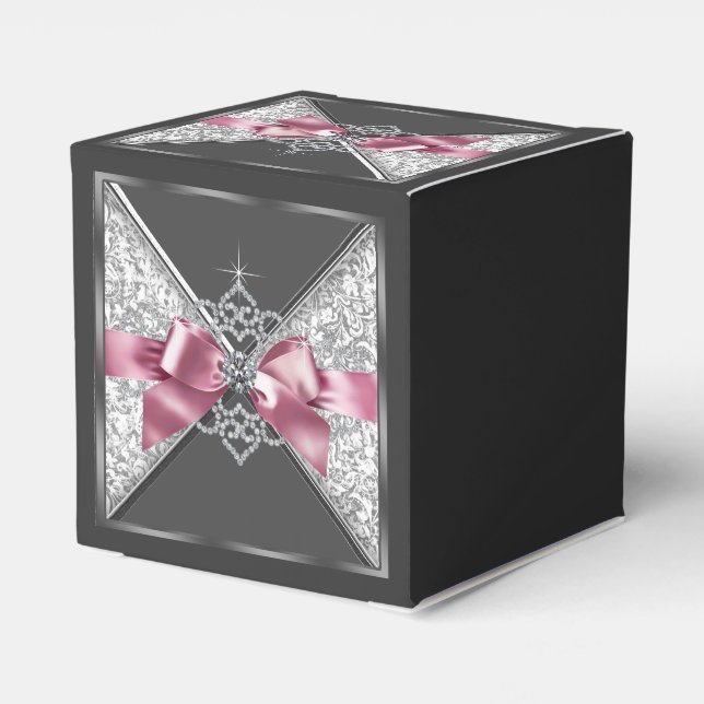 Pink and Black Diamond Sweet 16 Favour Box (Back Side)