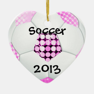 Pink and Black Disco Soccer Ball Ceramic Tree Decoration