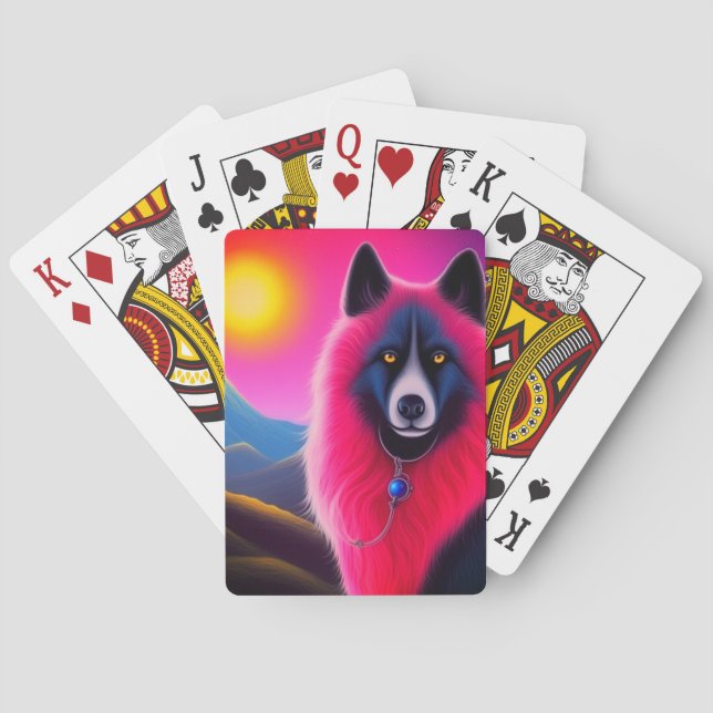 Pink and Black Dog Playing Cards (Back)