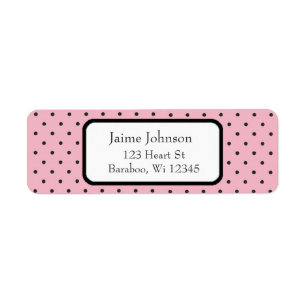 Pink and Black Dots Return Address Sticker