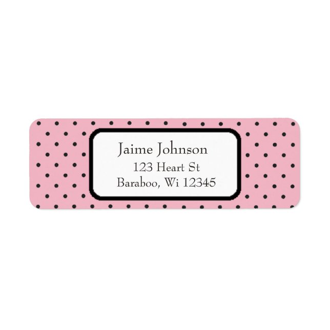 Pink and Black Dots  Return Address Sticker (Front)